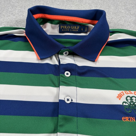 Polo Ralph Lauren ERIN HILLS L Mens Polo Shirt‎ Performance Golf Green Blue - Picture 4 of 13